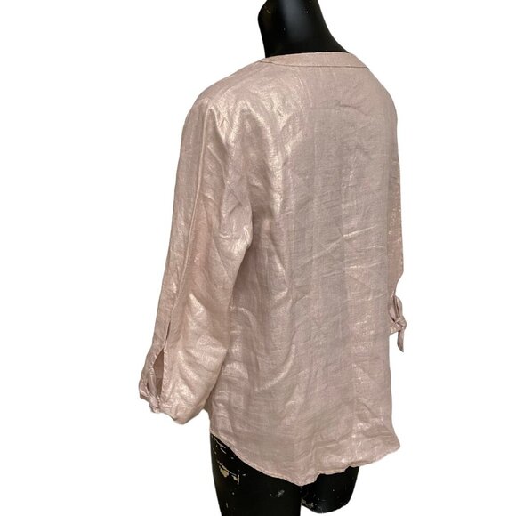 Ellen Tracy Linen Tunic Top in Blush Size Medium - Picture 6 of 8